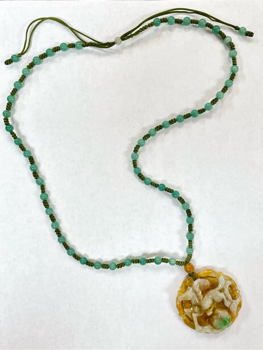 Vintage Certified Grade A Burmese Jadeite Jade Pendant Necklace Horse China Mint